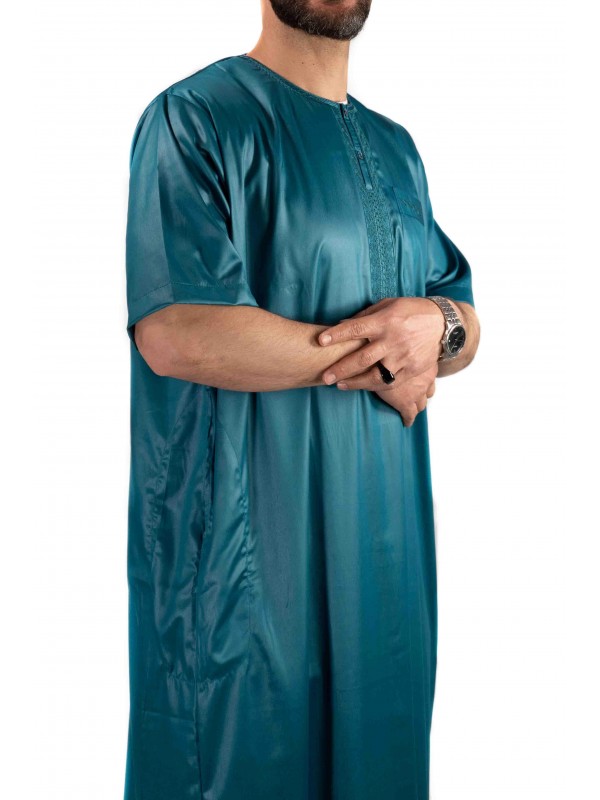 Qamis homme - manches courtes - vert bleuté  - Atlas