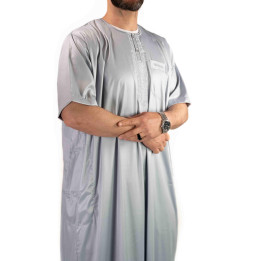 Qamis homme - manches courtes - gris clair  - Atlas