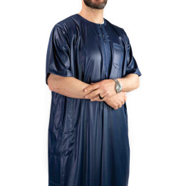 Qamis homme - manches courtes - bleu marine - Atlas