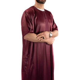 Qamis homme - manches courtes - bordeaux - Atlas