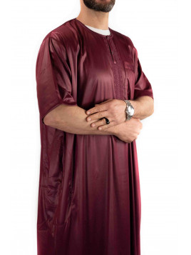 Qamis homme - manches courtes - bordeaux - Atlas