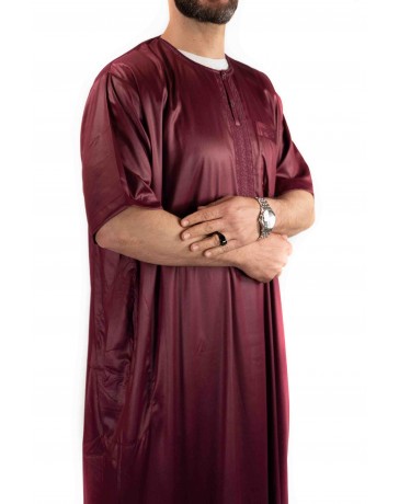 Qamis homme - manches courtes - bordeaux - Atlas