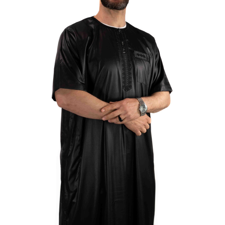 Qamis homme - manches courtes - noir - Atlas