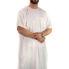 Qamis homme - manches courtes - blanc - Atlas