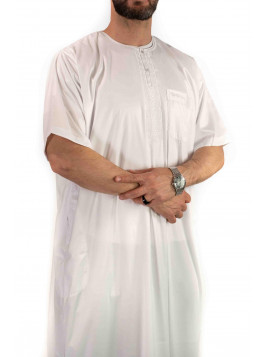 Qamis homme - manches courtes - blanc - Atlas