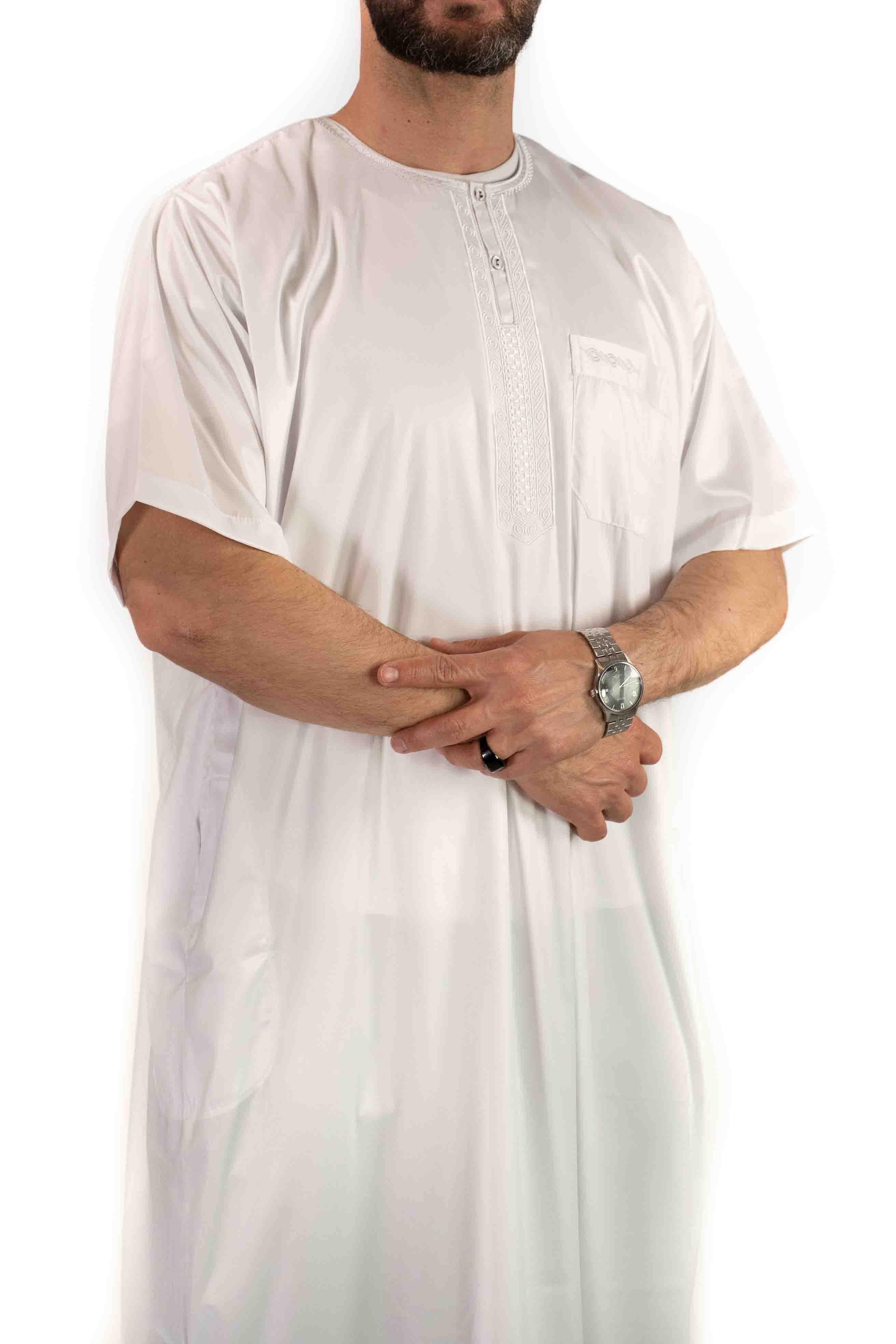 Qamis homme - manches courtes - blanc - Atlas