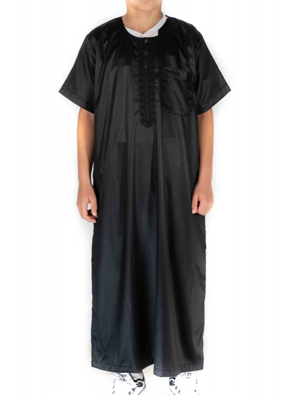 Qamis Enfant / Ado - Manches courtes  - Noir - Atlas