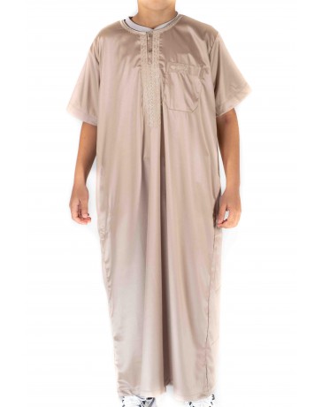 Qamis Enfant / Ado - manches courtes - Beige- Atlas