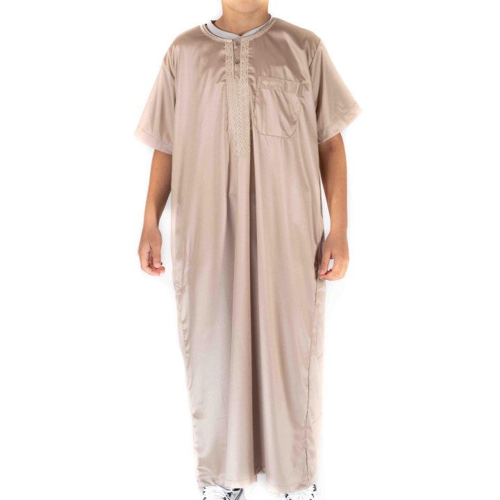 Qamis Enfant / Ado - manches courtes - Beige- Atlas