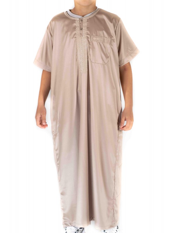 Qamis Enfant / Ado - manches courtes - Beige- Atlas