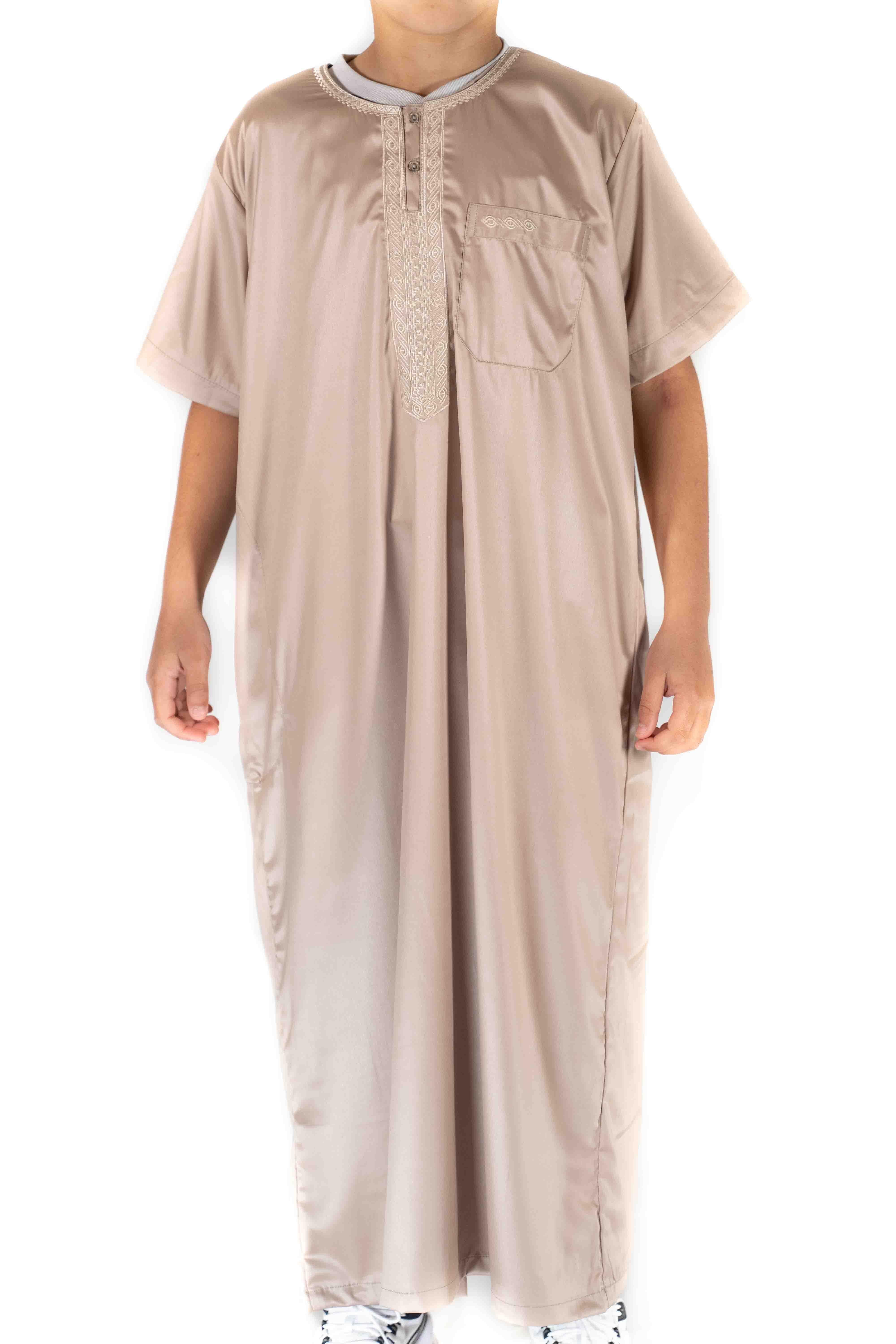 Qamis Enfant / Ado - manches courtes - Beige- Atlas
