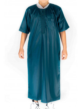 Qamis Enfant / Ado - manches courtes  - Bleu turquoise- Atlas