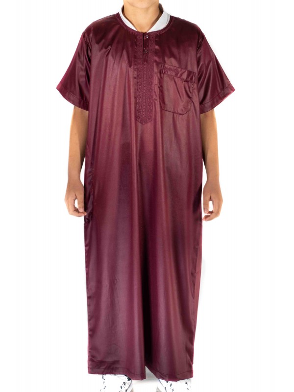 Qamis Enfant / Ado - manches courtes  - Bordeaux - Atlas