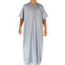 Qamis Enfant / Ado - manches courtes  - Gris clair- Atlas