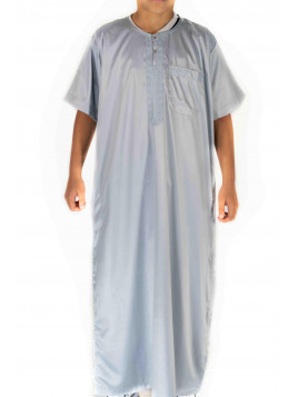 Qamis Enfant / Ado - manches courtes  - Gris clair- Atlas