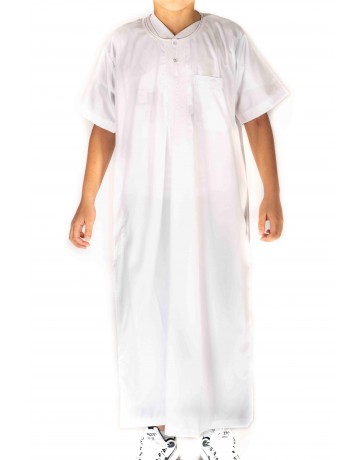 Qamis Atlas Enfant / Ado - manches courtes  - Blanc