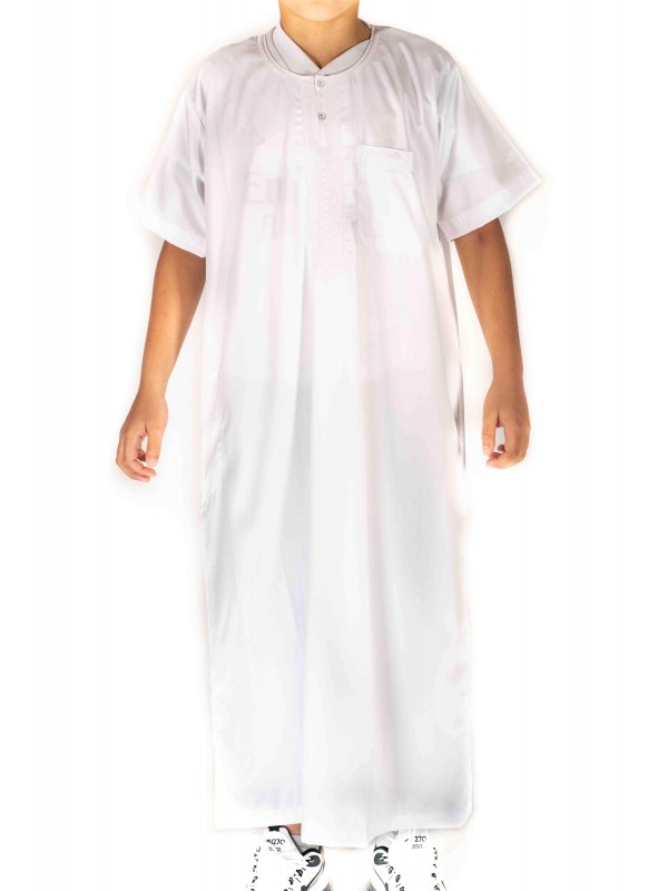 Qamis Atlas Enfant / Ado - manches courtes  - Blanc