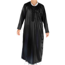 Qamis Enfant / Ado - Manches longues  - Noir - Atlas