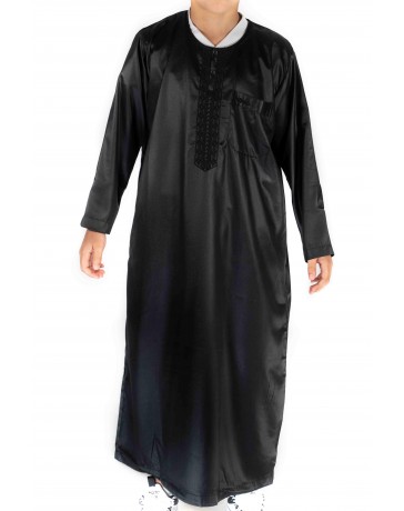 Qamis Enfant / Ado - Manches longues  - Noir - Atlas
