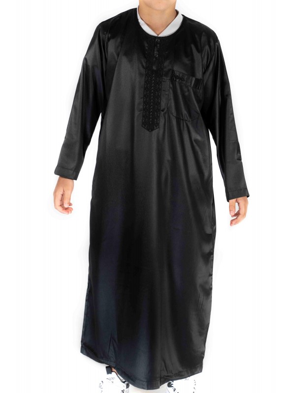 Qamis Enfant / Ado - Manches longues  - Noir - Atlas