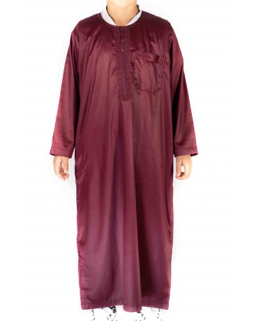Qamis Enfant / Ado - Manches longues  - Bordeaux - Atlas