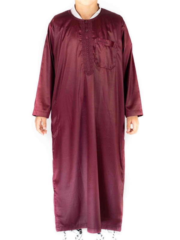 Qamis Enfant / Ado - Manches longues  - Bordeaux - Atlas