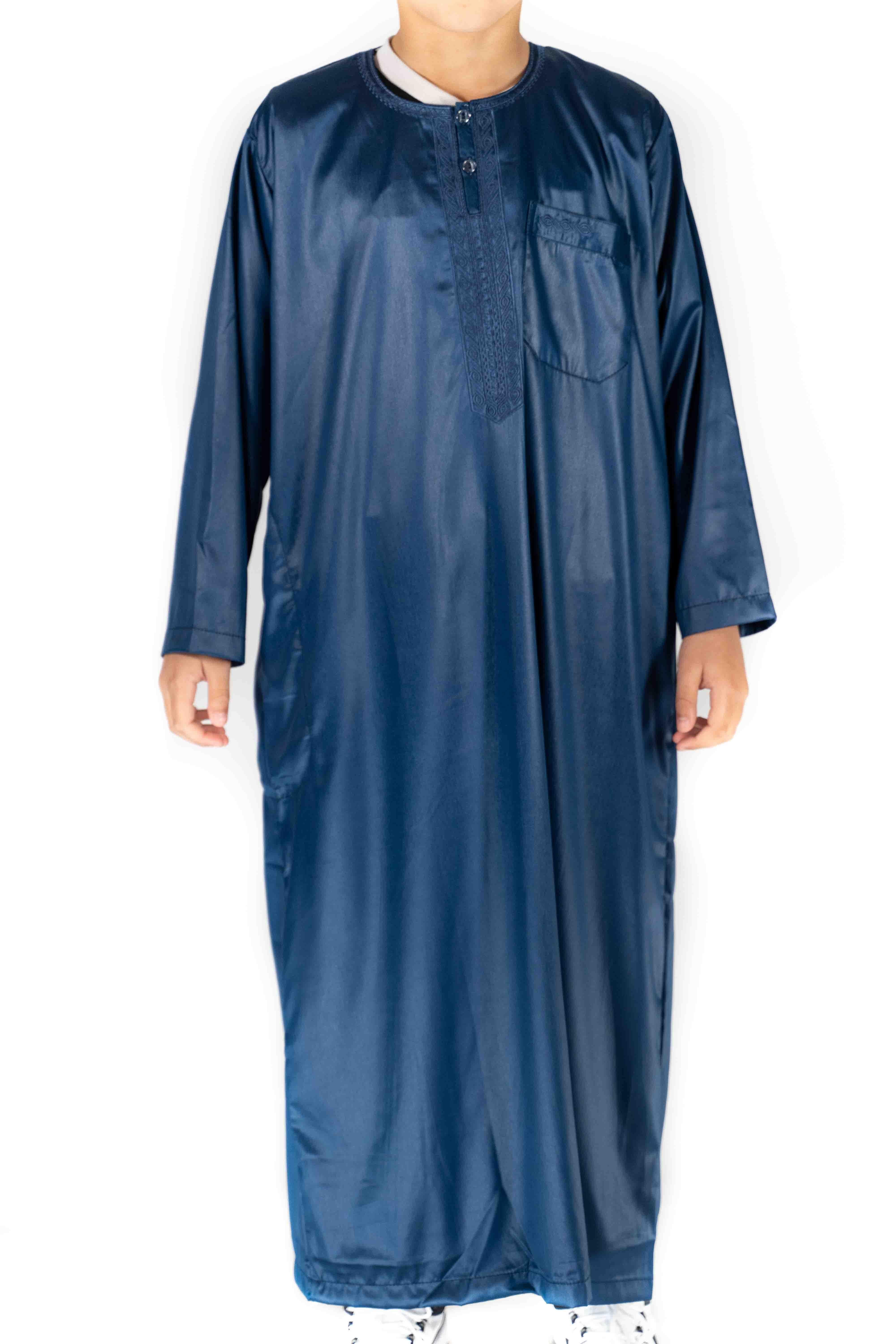 Qamis Enfant / Ado - Manches longues  - Bleu marine - Atlas