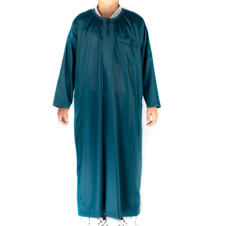 Qamis Enfant / Ado - Manches longues  - Vert bleuté - Atlas