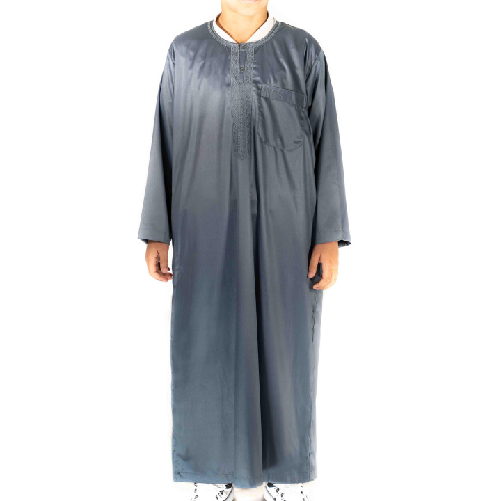 Qamis Enfant / Ado - Manches longues  - gris foncé - Atlas