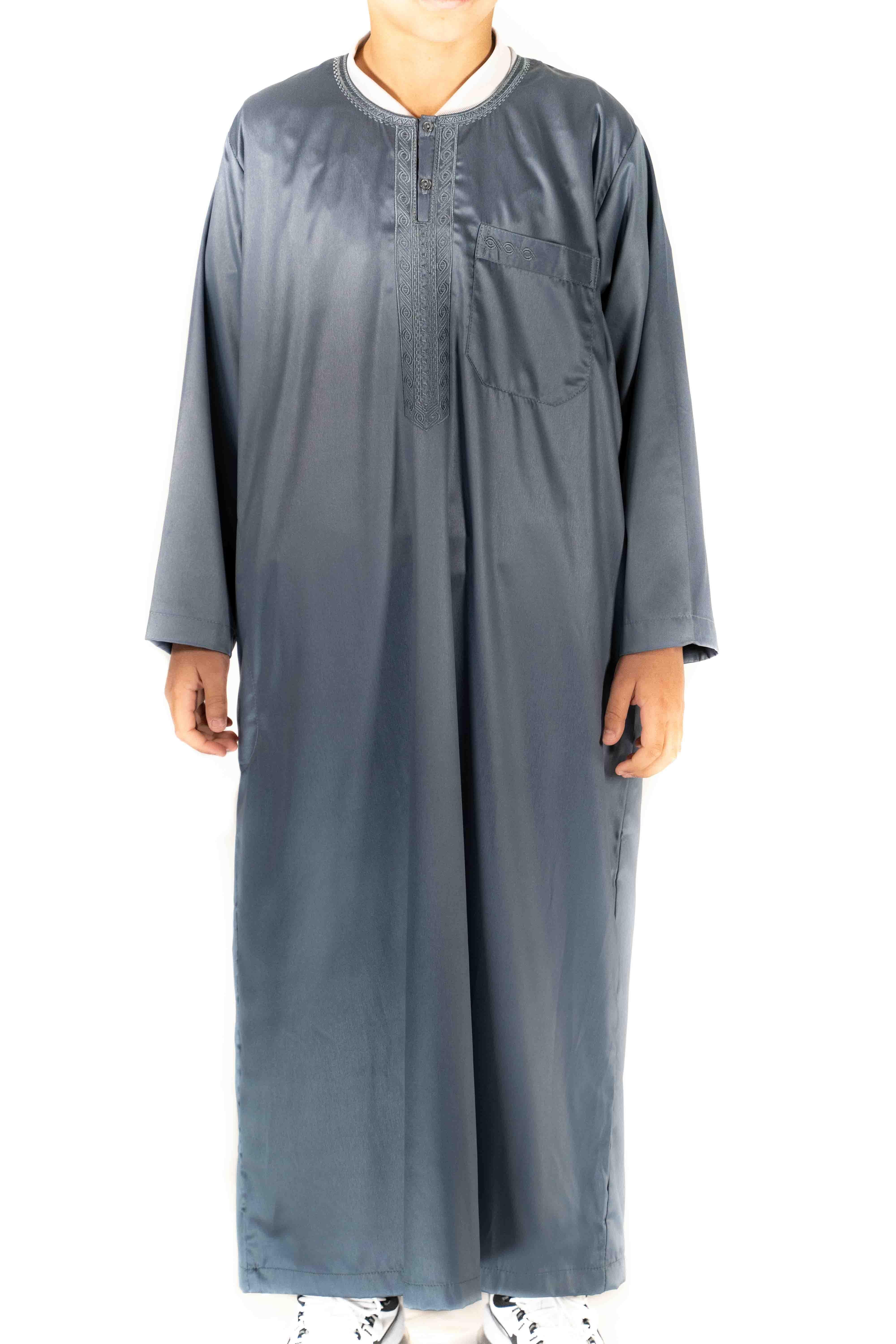 Qamis Enfant / Ado - Manches longues  - gris foncé - Atlas
