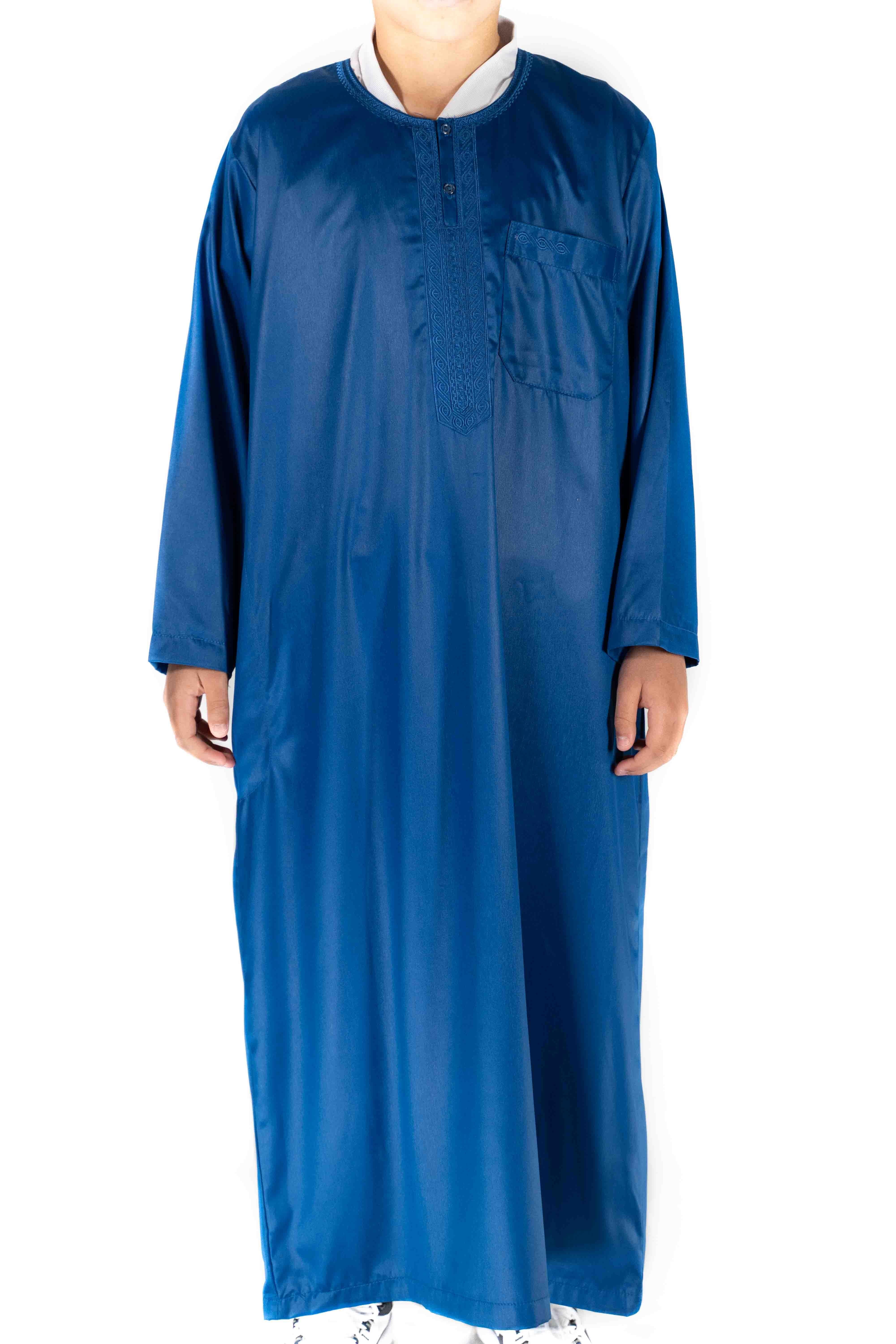 Qamis Enfant / Ado - Manches longues  - Bleu roi - Atlas