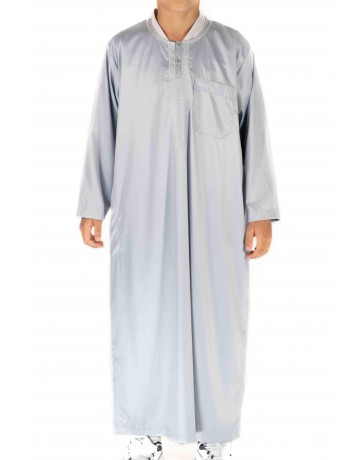 Qamis Enfant / Ado -manches  longues  - gris clair - Atlas