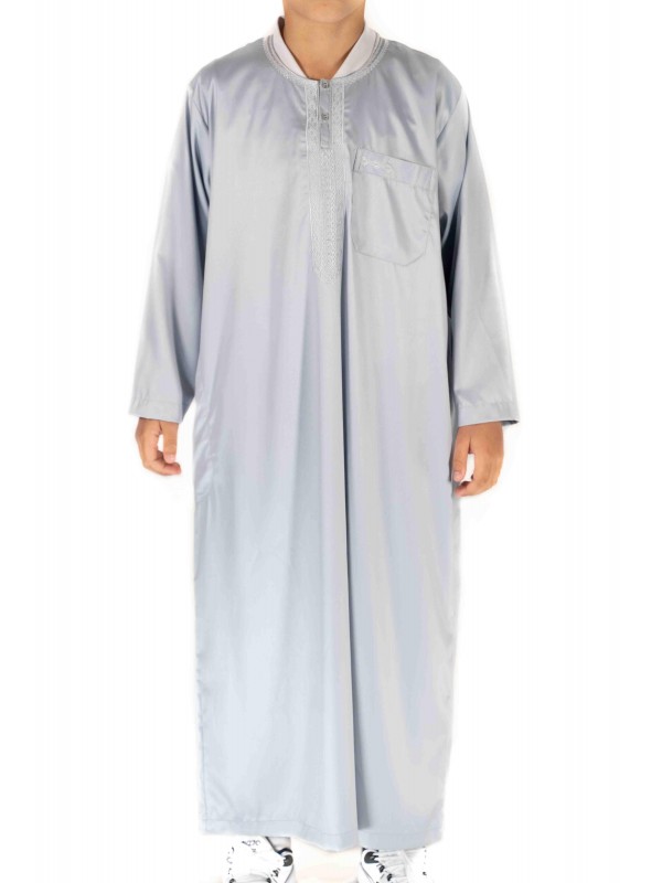 Qamis Enfant / Ado -manches  longues  - gris clair - Atlas