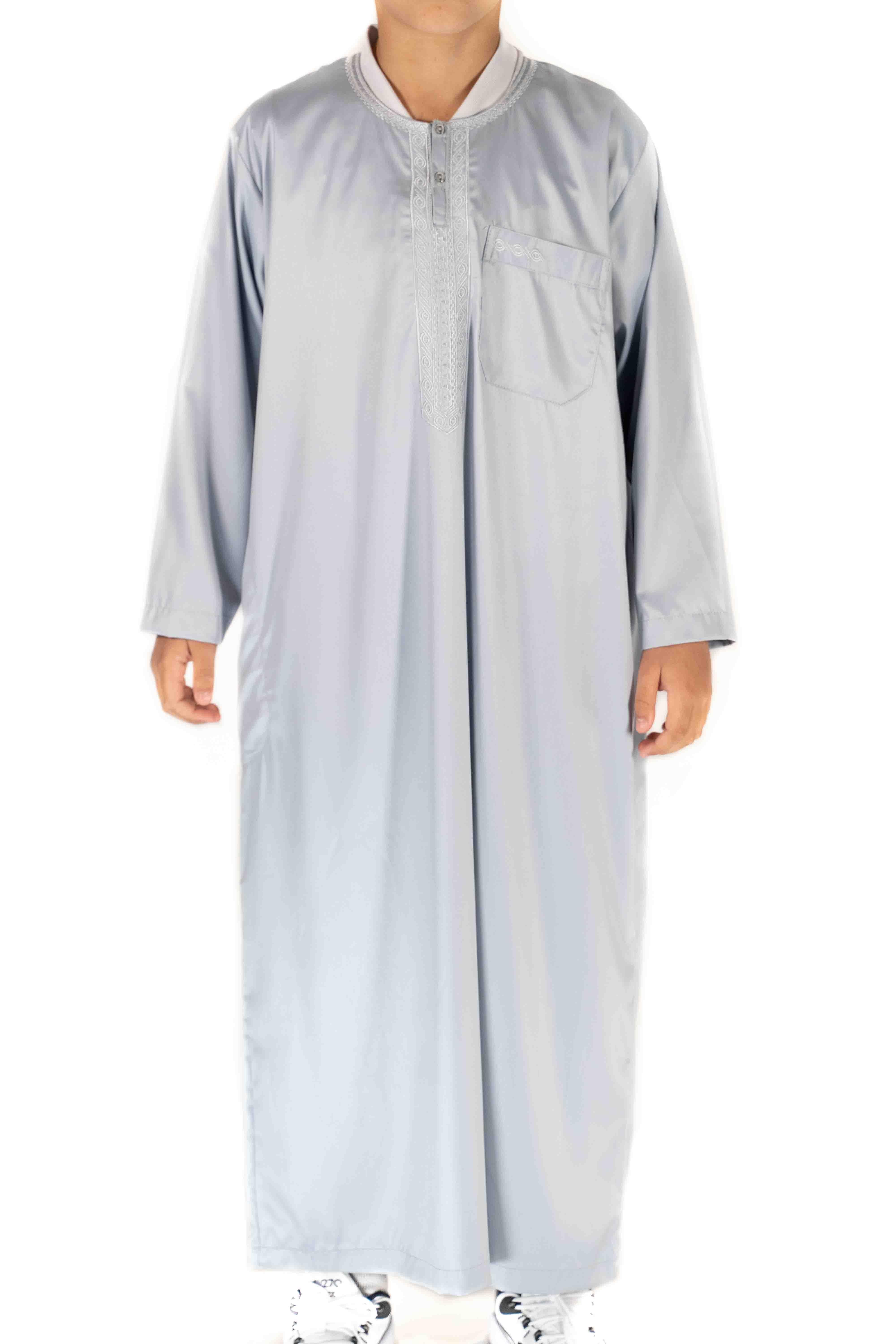 Qamis Enfant / Ado -manches  longues  - gris clair - Atlas