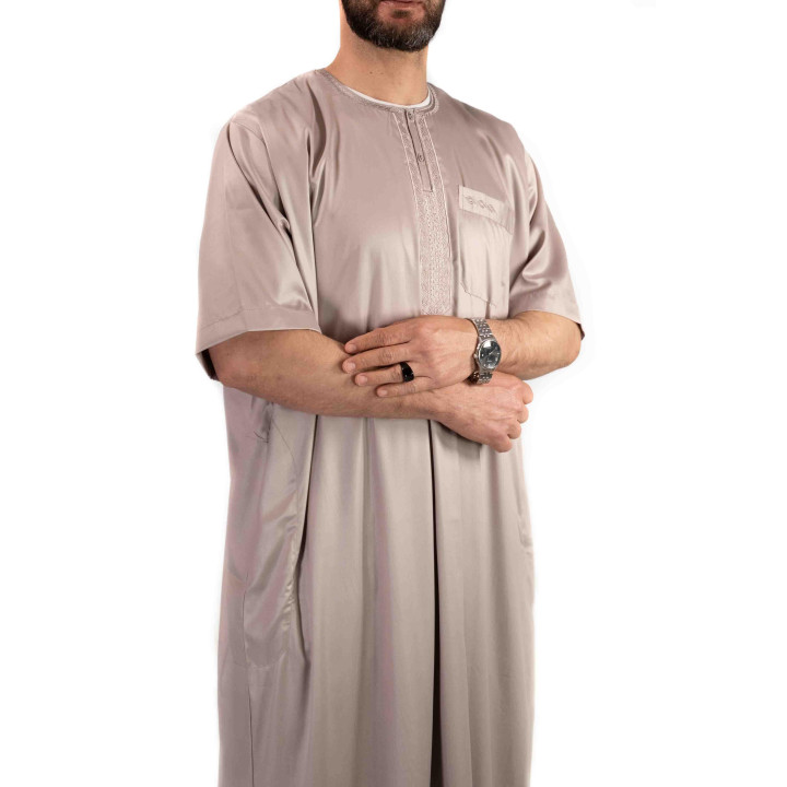 Qamis homme - manches courtes - beige  - Atlas
