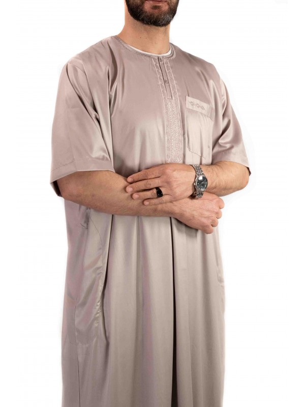 Qamis homme - manches courtes - beige  - Atlas