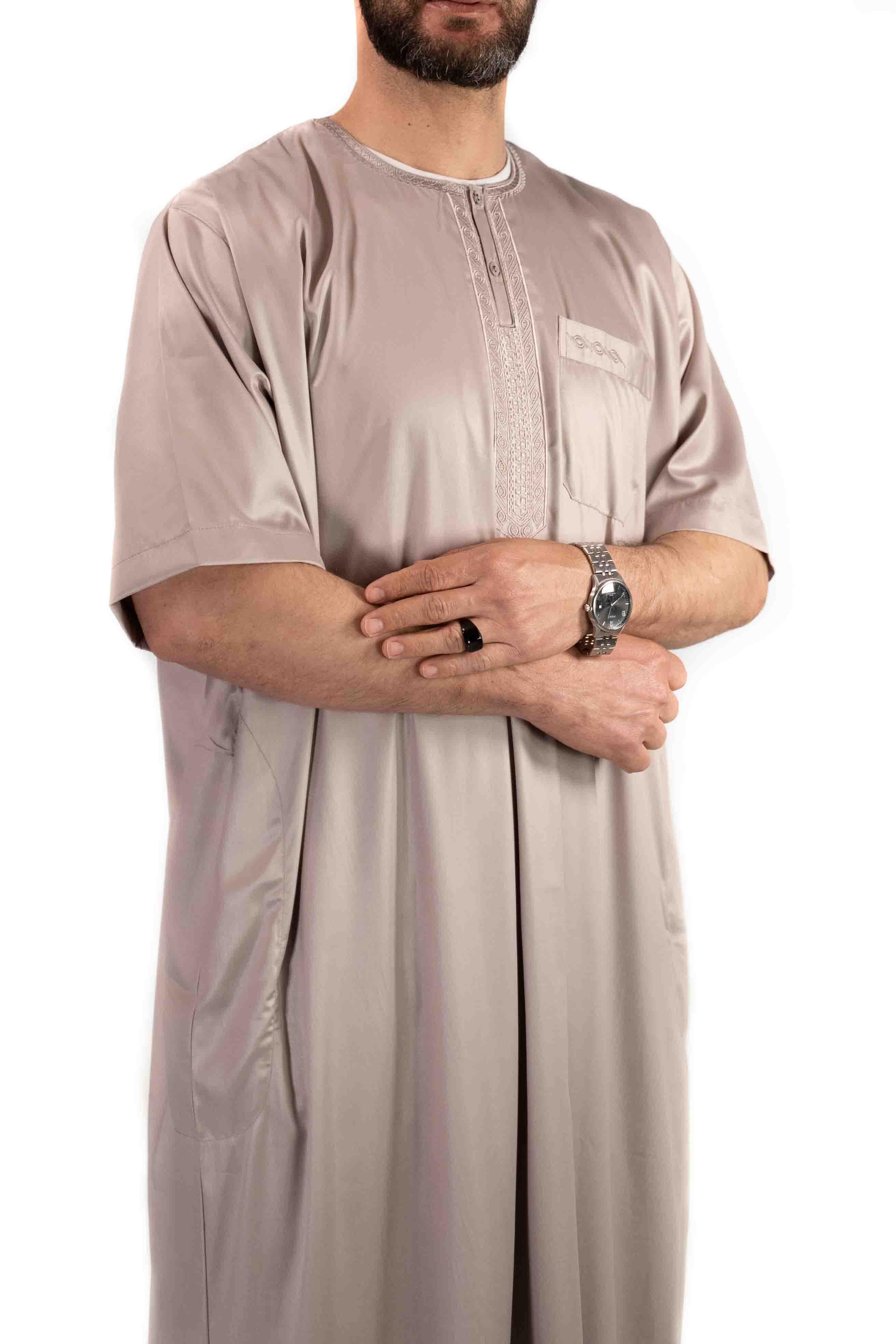 Qamis homme - manches courtes - beige  - Atlas