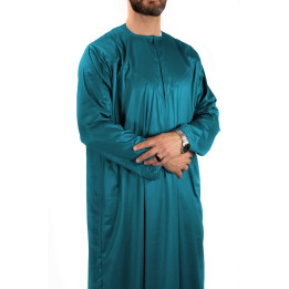 Qamis Emirati - Precious - Vert bleuté satiné- Custom Qamis