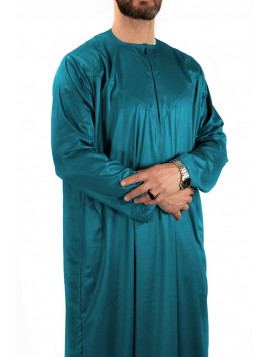 Qamis Emirati - Precious - Vert bleuté satiné- Custom Qamis