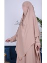 Khimar 2 voiles Taupe Rosé - tissu microfibre - Jamila