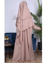 Khimar 2 voiles Taupe Rosé - tissu microfibre - Jamila