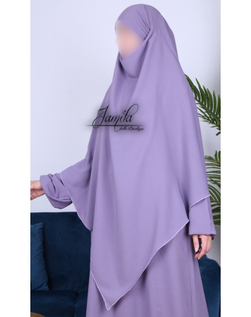 Khimar 2 voiles Lila - tissu microfibre - Jamila