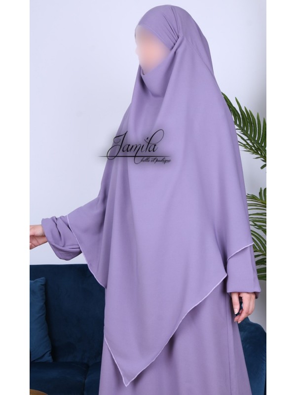 Khimar 2 voiles Lila - tissu microfibre - Jamila