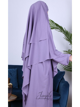 Khimar 2 voiles Lila - tissu microfibre - Jamila