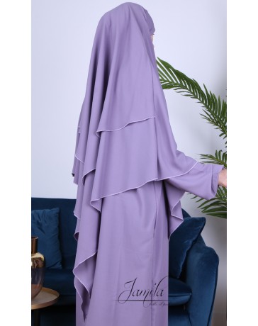 Khimar 2 voiles Lila - tissu microfibre - Jamila