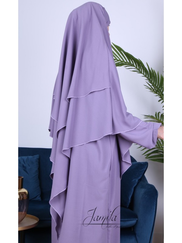 Khimar 2 voiles Lila - tissu microfibre - Jamila