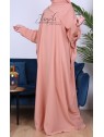 Abaya papillon Rose Nude - tissu microfibre - Jamila