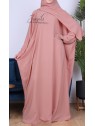 Abaya papillon Rose Nude - tissu microfibre - Jamila