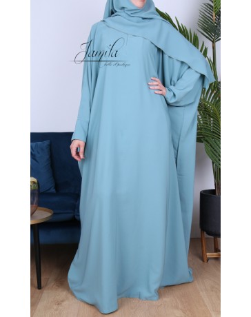 Abaya papillon Emeraude - tissu microfibre - Jamila