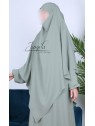 Khimar 2 voiles Kaki Clair - tissu microfibre - Jamila